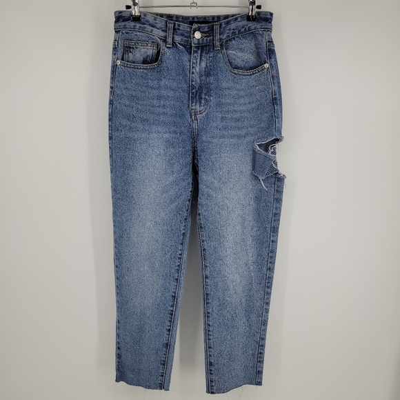 Nasty Gal Womens Distressed Faded and Frayed High Rise Ankle Jeans Size 6 - Picture 4 of 10